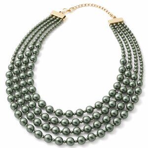 Simulated Peacock Pearl Necklace in Goldtone 21 to 23 Inches